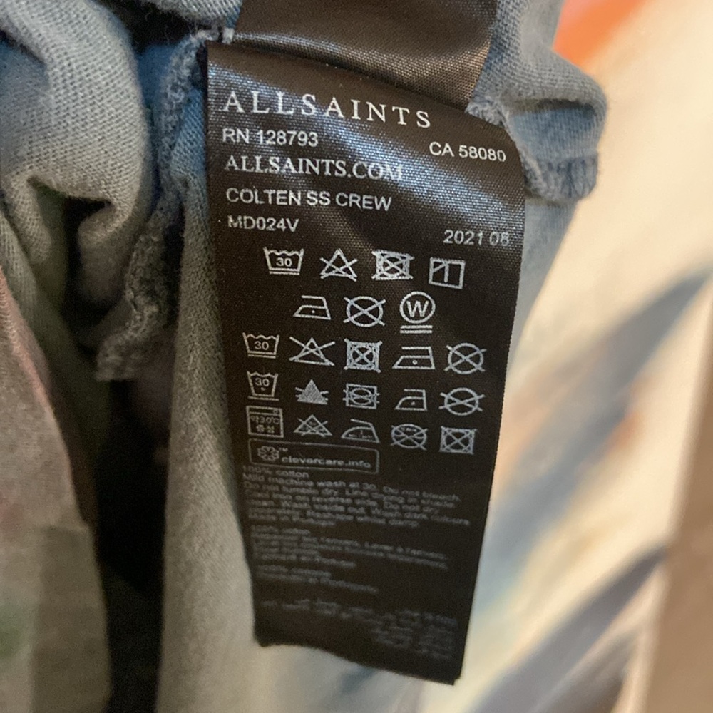 🔥EC🔥All Saints 100% Cotton Tie Dye Colten Short Sleeve Crewneck T-shirt. - Picture 4 of 5